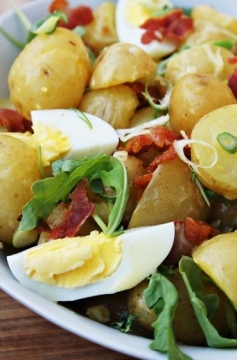 Receita de Salada de Batata Bolinha com Bacon