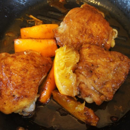 Sobrecoxa de Frango com Molho de Laranja e Aceto Balsâmico