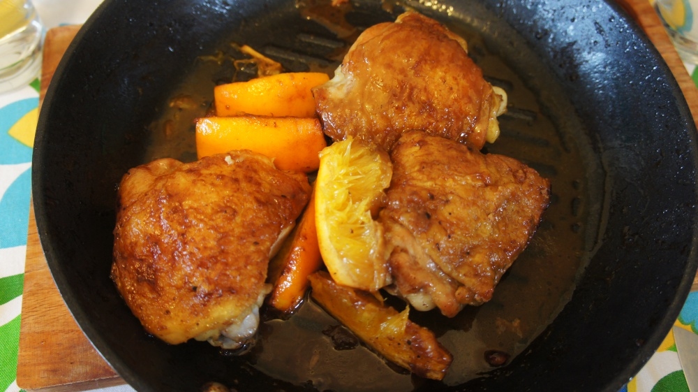 Sobrecoxa de Frango com Molho de Laranja e Aceto Balsâmico