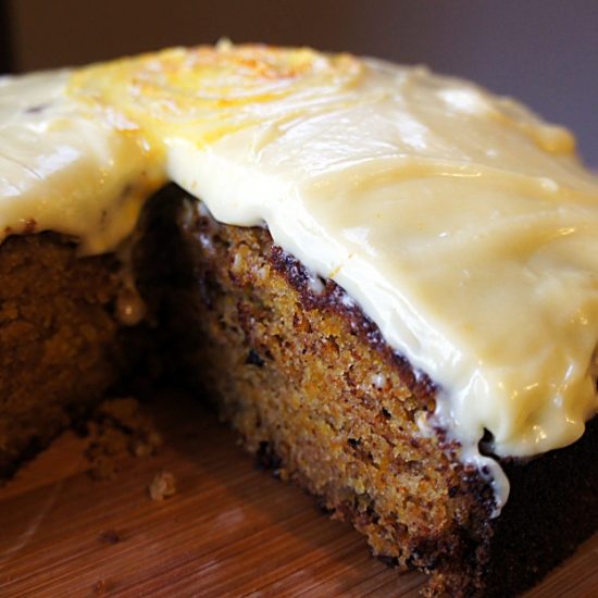 Receita de bolo de Moranga e Laranja com Cobertura de Cream Cheese