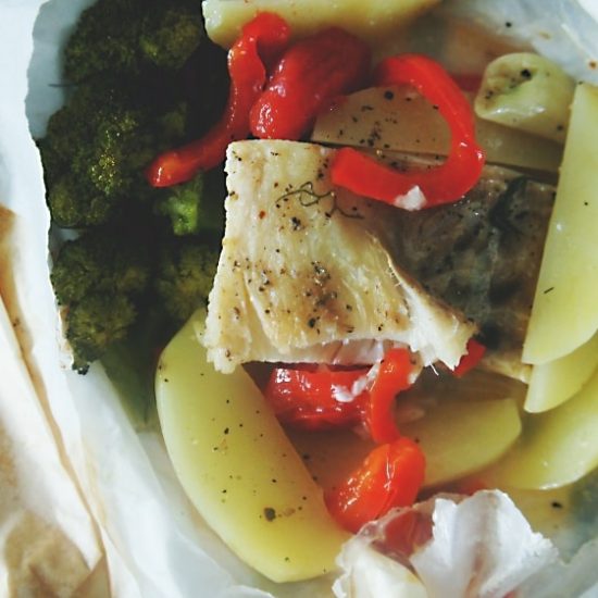 Receita de Papillote de Bacalhau com legumes