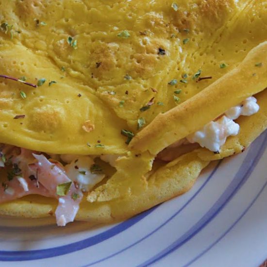 Receita de Crepioca Light com Recheio de Peito de Peru e Queijo Cottage